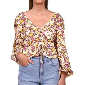 SANCTUARY Women’s V-Neck Cropped Blouse. Color Multi